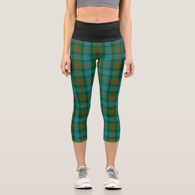 Klassischer Clan Ross Jagd Tartan Kariert Capri Leggings (Vorderseite)