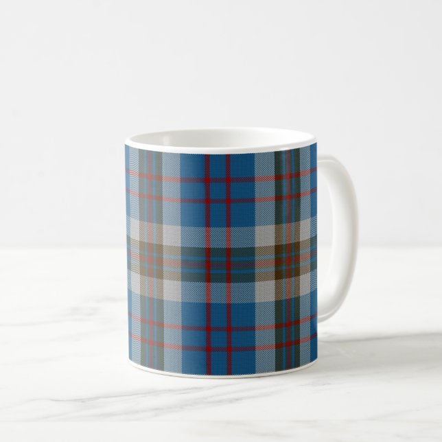 Klassischer Clan Thompson blau und grauer Tartan Kaffeetasse (VorderseiteRechts)