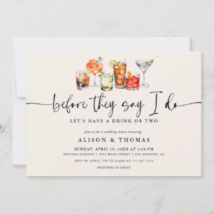 Klassischer Cocktail-Polterabend   Engagement Einladung