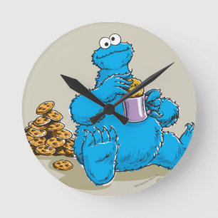 Klassischer Cookie-Monster, der Kekse isst Runde Wanduhr