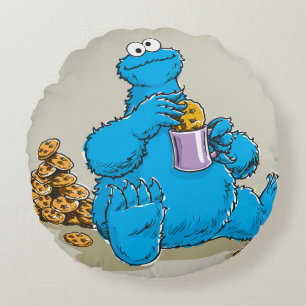 Klassischer Cookie-Monster, der Kekse isst Rundes Kissen