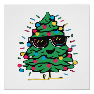 Klassischer cooler Weihnachtsbaum Poster