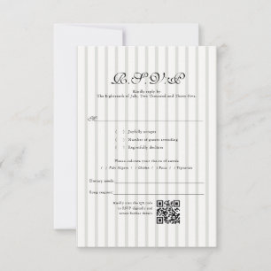 Klassischer Country Club Stripe QR Code Hochzeit R RSVP Karte