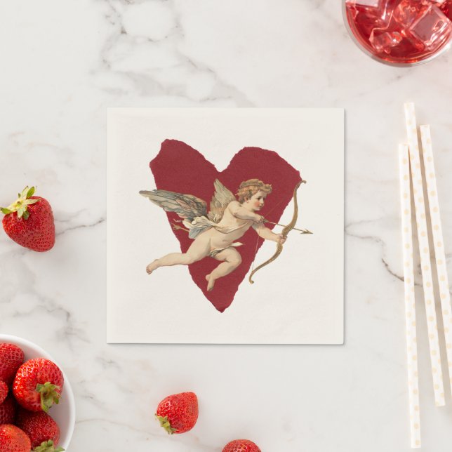Klassischer Cupid Romantische Moderne Hochzeit Ele Serviette (Beispiel)