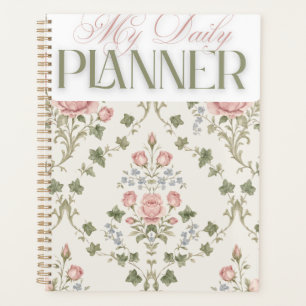 Klassischer Damast-Blumen "Mein Tagesplaner" Planer