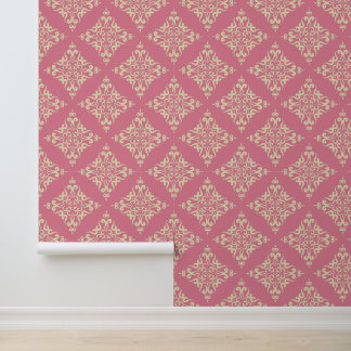 Klassischer Damast rosa &hellbeige Tapete