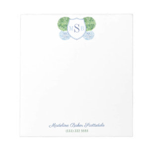 Klassischer Damen-Blau- und Grün-Monogramm-Ginger- Notizblock