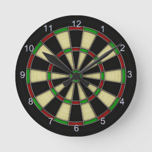 Klassischer Dartscheibe-Entwurf, Pfeile, Runde Wanduhr