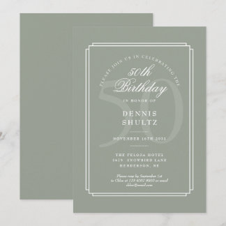 Klassischer Deko| Alter und Weiß 50. Geburtstag Einladung