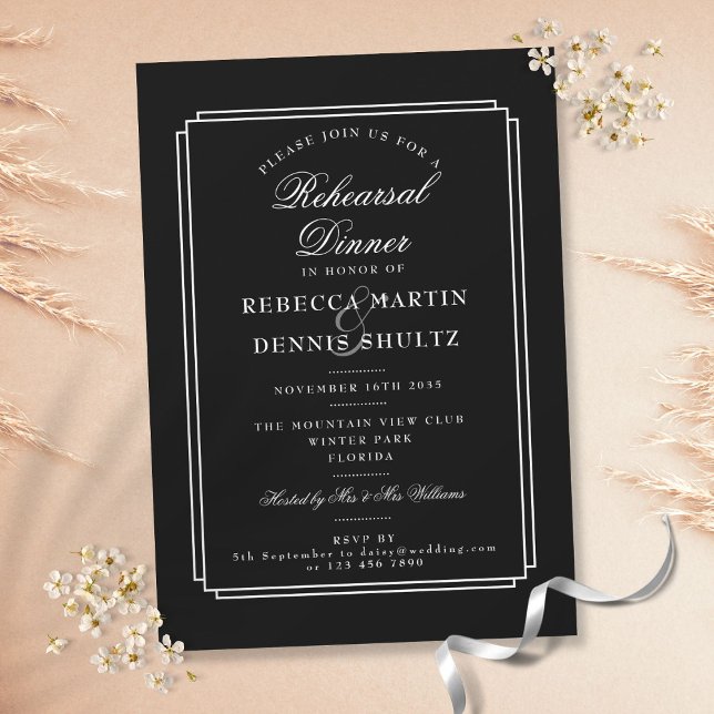Klassischer Deko | Schwarz und Weiß | Abendessen P Einladung (Von Creator hochgeladen)