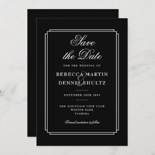 Klassischer Deko   Schwarzweiß Save the Date Einladung