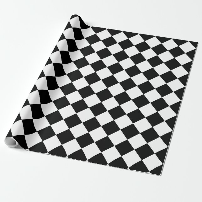 Klassischer Diamant-Schwarzweiss-Schachbrett-Dekor Geschenkpapier (Ungerollt)