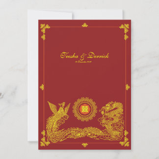 Klassischer Drache Phoenix chinesische Hochzeitsei RSVP Karte
