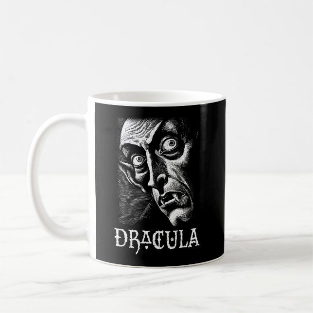 Klassischer Dracula Vintag Gothic Vampire Hallowee Kaffeetasse (Links)