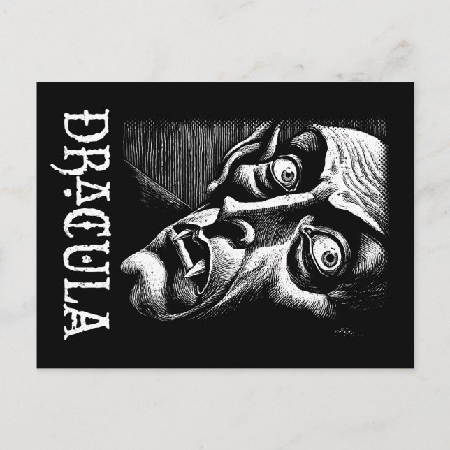 Klassischer Dracula Vintag Gothic Vampire Hallowee Postkarte (Vorderseite)