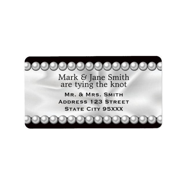 Klassischer Drapery mit Perlen Adressaufkleber (Vorne)