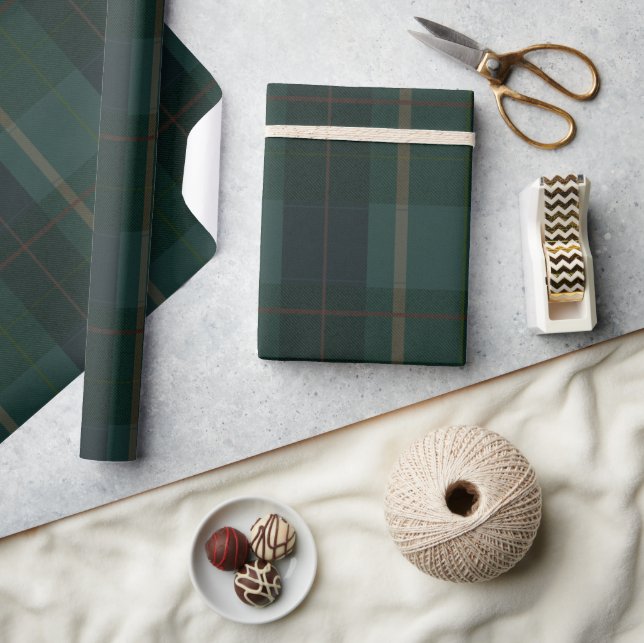Klassischer dunkelgrüner Tartan-Karo  Geschenkpapier (Kunsthandwerk)