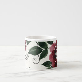 Klassischer dunkelroter Rosen-Blumen-Keramik-Spezi Espressotasse