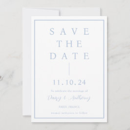 Klassischer Dusty Blue Border | Einfaches Elegant Save The Date