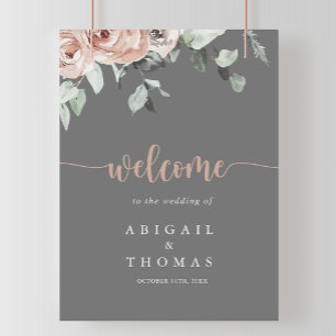 Klassischer Dusty Pink Rosen Blumen Hochzeits Will Poster