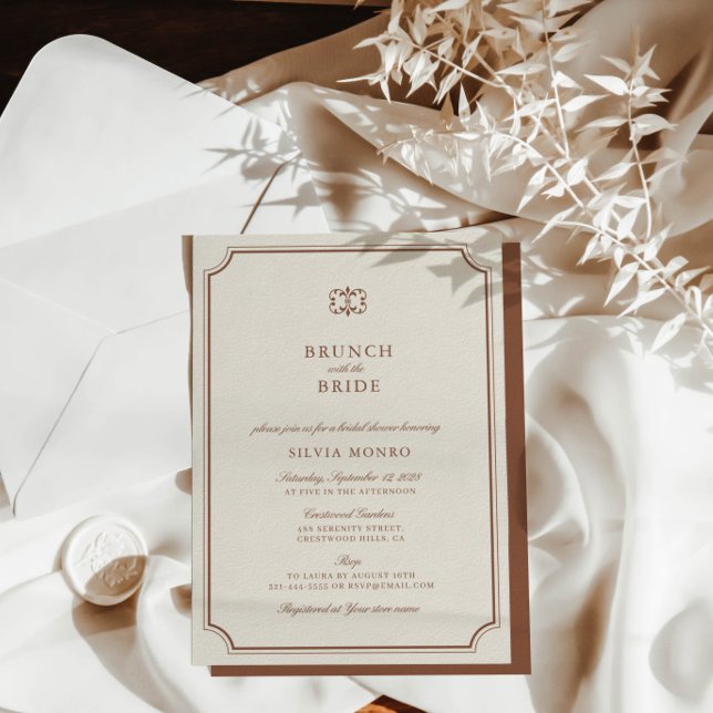 Klassischer Ecru Brunch mit Bride Brautparty (Classic Ecru Brunch with the Bride Bridal Shower Invitation)