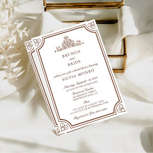 Klassischer Ecru Brunch mit Bride Brautparty Einladung
