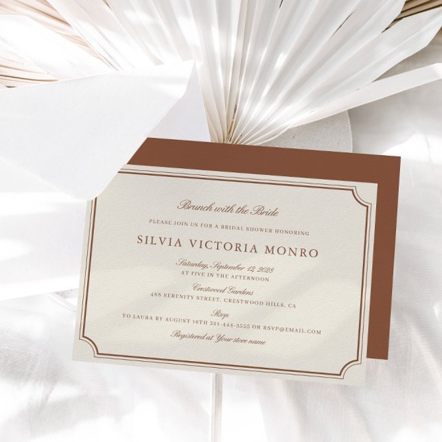 Klassischer Ecru Brunch mit Bride Brautparty Einladung (Classic Ecru Brunch with the Bride Bridal Shower Invitation)