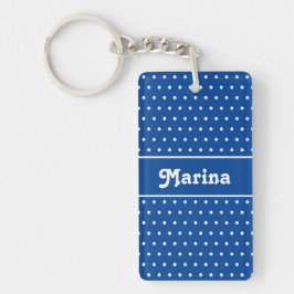 Klassischer einfacher Name Polka Dot Navy Blau und Schlüsselanhänger