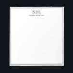 Klassischer einfacher Schwarzer Monogramm Name Min Notizblock<br><div class="desc">Klassische Einfache Schwarze Monogramm Name Minimalistisch Chic Note Card</div>