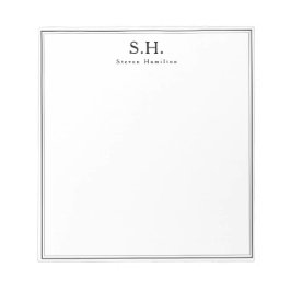 Klassischer einfacher Schwarzer Monogramm Name Min Notizblock