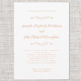 Klassischer Eleganter Peach & White Formal Wedding Einladung