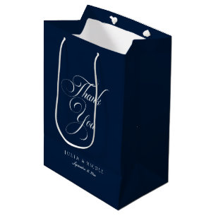 Klassischer Elfenbein-Navyblauer Stil Hochzeits-Em Mittlere Geschenktüte