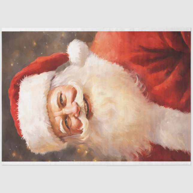 Klassischer Empfang Retro Santa Claus lächeln Seidenpapier (Vorderseite)