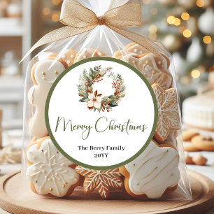 Klassischer erdiger Weihnachtsfamilien-Name-Aufkle Runder Aufkleber