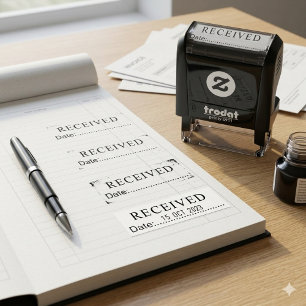 Klassischer Erhalten- und Datumstempel für den Bür Permastempel