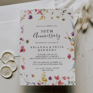Klassischer farbenfroher wilder 50. Hochzeitstag Einladung