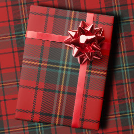 Klassischer Feiertags-Karostoff Stilvolles Rot-Wei Geschenkpapier