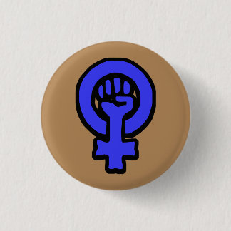 Klassischer feministischer Zeichen-Knopf blau und Button