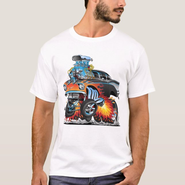 Klassischer frisierte Auto 57 Cartoon für Wasserlä T-Shirt (Vorderseite)