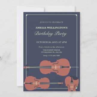 Klassischer Geburtstag des dunklen Violincello Einladung