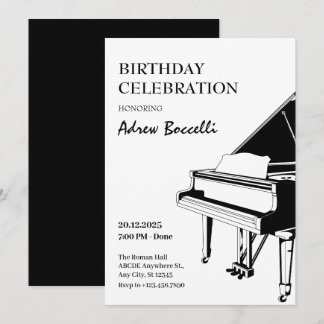 Klassischer Geburtstag im eleganten Piano Einladung