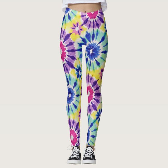 Klassischer Gefärbte Krawatte Nahtloses Muster Leggings (Vorderseite)