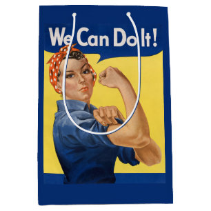 Klassischer Girl Power Empowerment Pop Art Druck Mittlere Geschenktüte