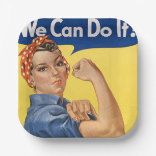 Klassischer Girl Power Empowerment Pop Art Druck Pappteller