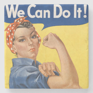Klassischer Girl-Power-Empowerment-Pop-Art-Druck Steinuntersetzer
