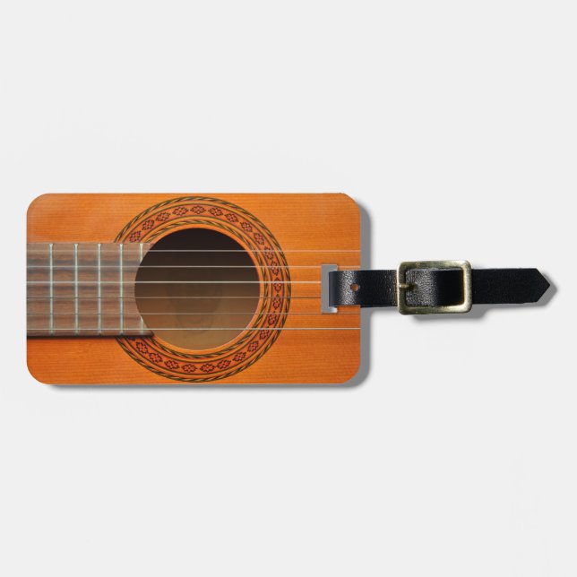 Klassischer Gitarrenorange Tan Gepäckanhänger (Vorderseite horizontal)