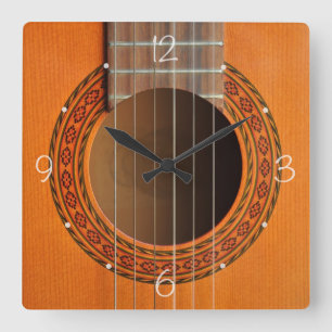 Klassischer Gitarrenorange Tan Quadratische Wanduhr