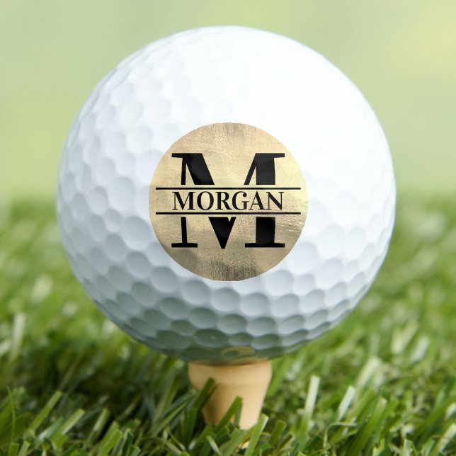 Klassischer Gold-Name-Monogramm Golfball (Classic Gold Name Monogram Golf Balls)