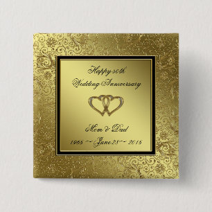 Klassischer goldener Hochzeitstag-Quadrat-Knopf Button