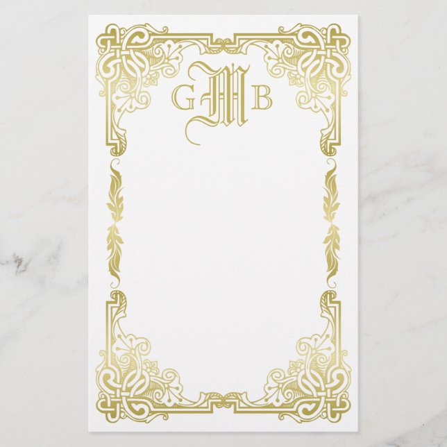 Klassischer Goldrahmen für Hochzeiten Briefpapier (Vorderseite)
